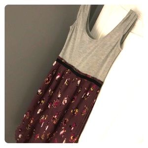 BEAUTIFUL GREY ABD PURPLE FLOWER DRESS// STRETCHY